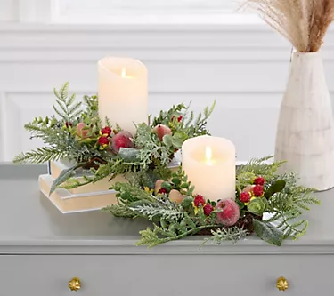 Set of 2 Beaded Fruit and Leaves Candle Rings by Valerie