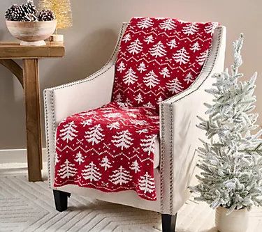 Sister Road by JG Fair Isle Tree 60" x 70" Knit Throw Blanket