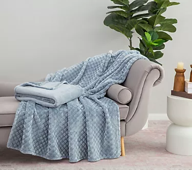 Berkshire Set of 2 Shiny Velvetsoft Airblown Check 60x70 Throws