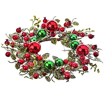 12" Waterproof Berry Smilax Candle Ring by Valerie