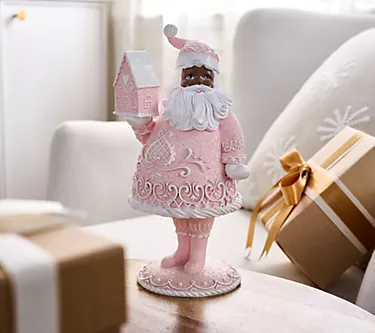 Petite Gingerbread Lace 9" Santa Figure by Valerie