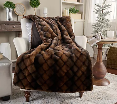 Hotel du Cobb Quilted Faux Fur Throw by Dennis Basso