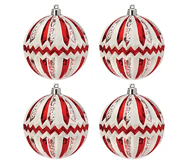 4" Shatterproof Zigzag Stripe Ball Box of 4 byValerie