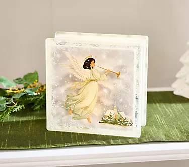 Illuminated 7.5" Glass with Vintage Scene by Valerie