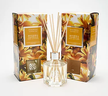 HomeWorx by Slatkin + Co. S/2 Riviera Vanilla Reed Diffusers