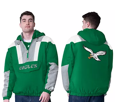 NFL Starter Men's Crinkle Half Zip Retro Pullover Jacket