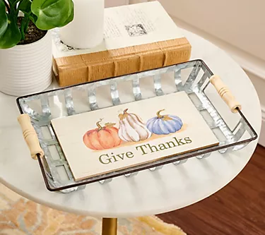 Home Reflections 13" Galvanized Decorative Harvest Tray