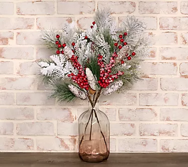 Set of 3 24" Snowy Berry and Pine Stems by Valerie