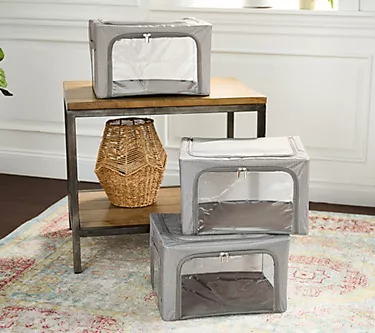 Periea S/3 Small Collapsible Textured Storage Boxes