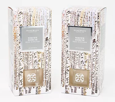 HomeWorx by Slatkin + Co. S/2 White Birch Reed Diffusers