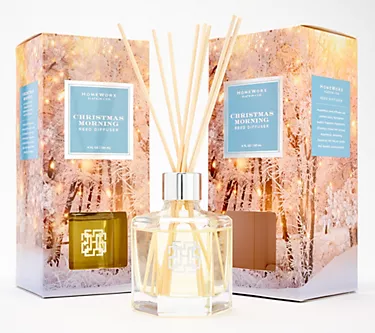 HomeWorx by Slatkin + Co. S/2 Christmas Morning Reed Diffusers