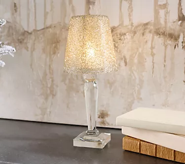 13.5" Illuminated Beaded & Glass Accent Lamp by Valerie