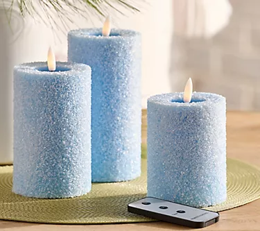Home Reflections S/3 Flameless Crystal Pillar Candles