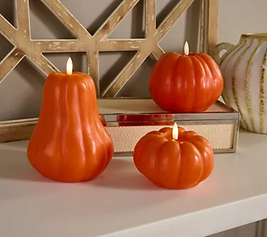 Home Reflections Flameless Set of 3 Mini Pumpkins