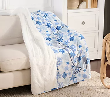 Kringle Express Printed Plush & Sherpa Heated 50x70 Throw