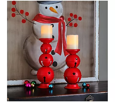 10-12.5" Jingle Bells Candle Holder Set of 2 byValerie