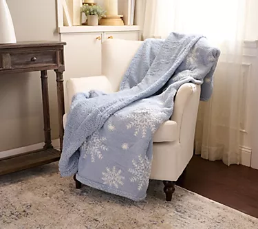 "As Is" 60" x 70" Feather Knit & Sherpa Snowflake Throw by Kim Gravel 1 366212–as-is-60-x-70-feather-knit-sherpa-snowflake-throw-by-kim-gravel-1.webp