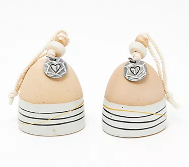 DEMDACO S/2 Stoneware Inspirational Mini Bells in Gift Boxes