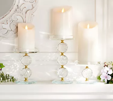 Set of 3 Faceted Glass Crystal Pedestals by Valerie