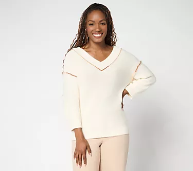 Peace Love World Boheme 100% Cotton 3/4-Sleeve Sweater