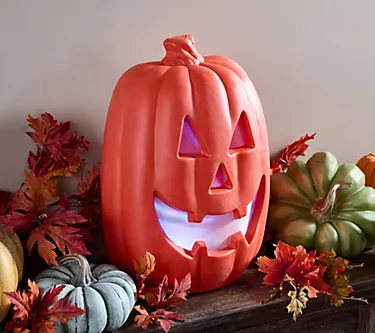 Hay & Harvest 15" Illuminated Pumpkin with Light Show