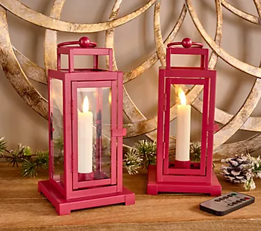 "As Is" Home Reflections Indoor/Outdoor Set of (2) 9" Taper Lanterns