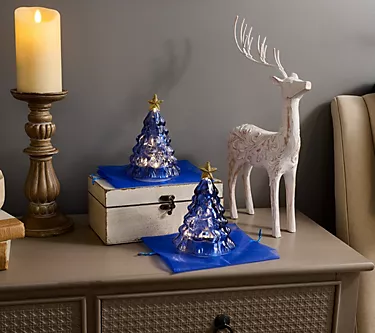 "As Is" Mr. Christmas Set/2 6" Twinkling Glass Nostalgic Trees