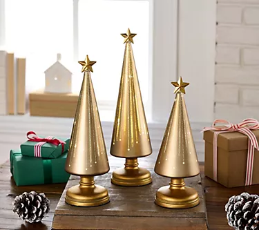 "As Is" Set of 3 Illuminated Starry Night Trees by Valerie