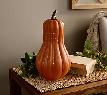 "As Is" 13" Illuminated Starry Night Glass Gourd by Valerie