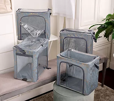 "As Is" Periea Set of 4 Collapsible Storage Boxes w/ Carry Strap