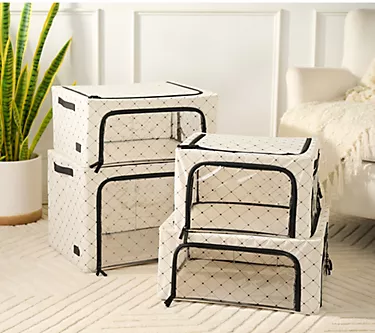 "As Is" Periea Premium S/4 Collapsible Storge Boxes w/ 3-Way Entry