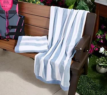 "As Is" Home Reflections Set of 2 Cabana Stripe Beach Towels