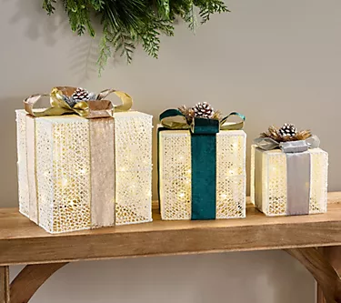 "As Is" Home Reflections Set of 3 Lit Decorative Presents