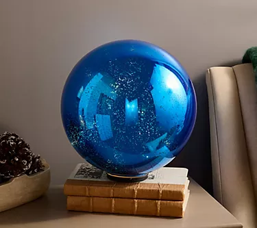"As Is" 11" Illuminated Mercury Glass Sphere with Ornament Topper