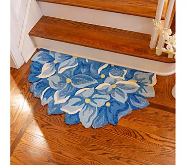 "As Is" Plow & Hearth Half Round Hydrangea Hooked Door Mat