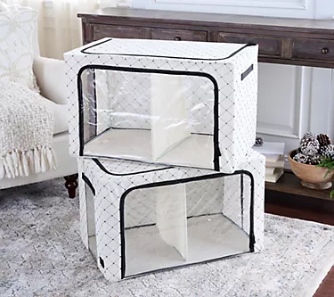 "As Is" Periea Set of 2 Jumbo Boxes with Removable Dividers