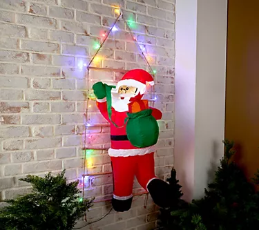 "As Is" Kringle Express 39" Lit Inflatable Climbing Santa