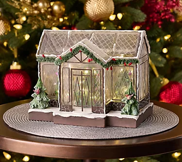 ShWk 8/4 Illuminated Snow-Dusted Conservatory by Valerie