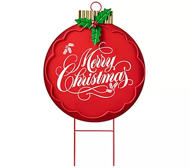 Glitzhome 24" Metal Christmas Ornament Yard Garen Stake