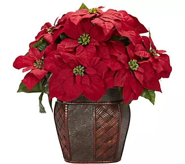 Poinsettia Decorative Vase Arrangement by Nearly Natural