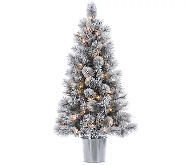 4.5' Flocked Pre-Lit Mixed Needle Boise Pine