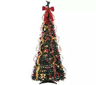 6' Pop Up Pre-Lit Green Decorated Pine Tree  byGerson Co.
