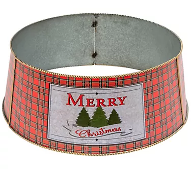 27.75-in L Metal Holiday Plaid Tree Collar by Gerson Co