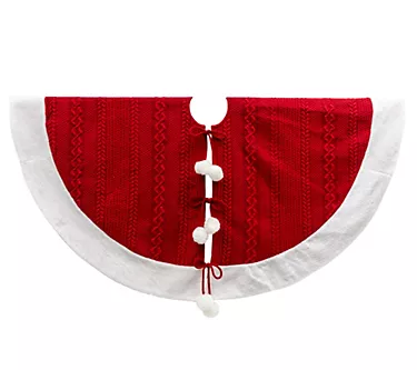 48-in L Red Acrylic Pom Pom Tree Skirt by Gerson Co