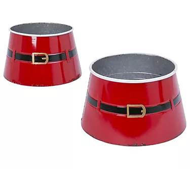 Set of 2 nesting Santa belt mini tree collars by Gerson Co