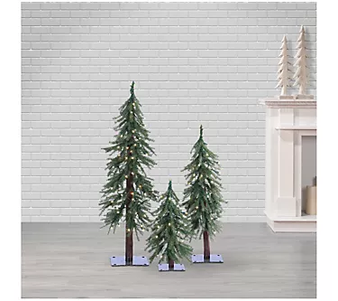 Elegant 3-Piece Prelit Alpine Tree Set by Sterling Co.