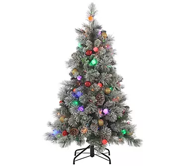 4.5Ft. Pre-Lit Flocked Hard Needle Pine by Gerson Co.