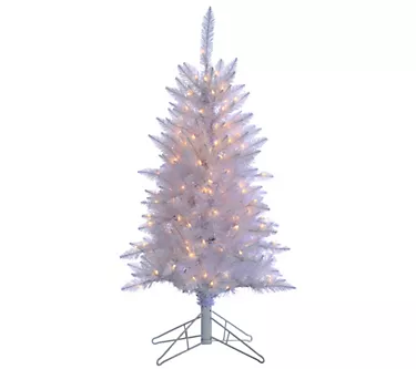 4' White Tiffany Tinsel Tree with 150 Lights byGerson Co.