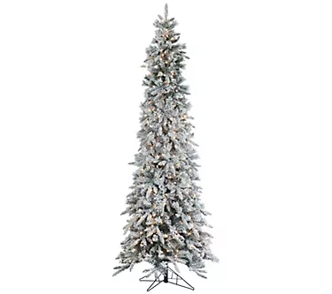 9-Ft Flocked Pencil Pine with 650 Clear Lights by Sterling Co.