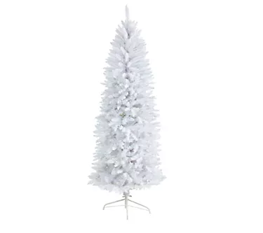 Nearly Natural 6' Slim White Artificial Christmas Tree